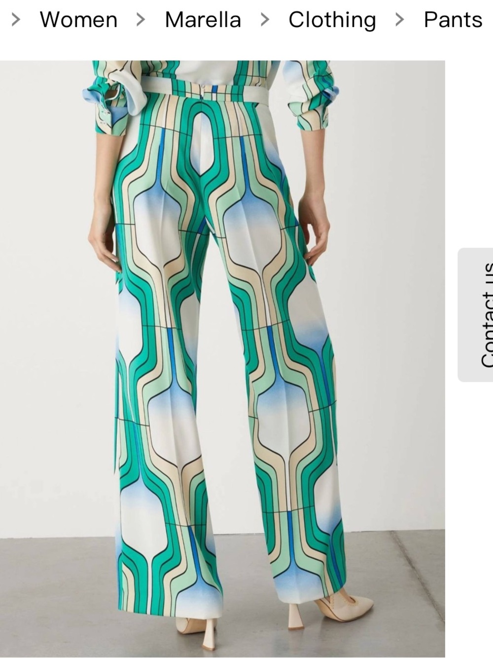 MARELLA 365. ART Green & Teal Geometric Pantsuit - Pants Only